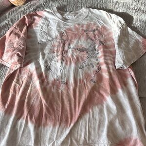 PacSun Tie-Dye Skeleton Graphic Tee - Pink and White